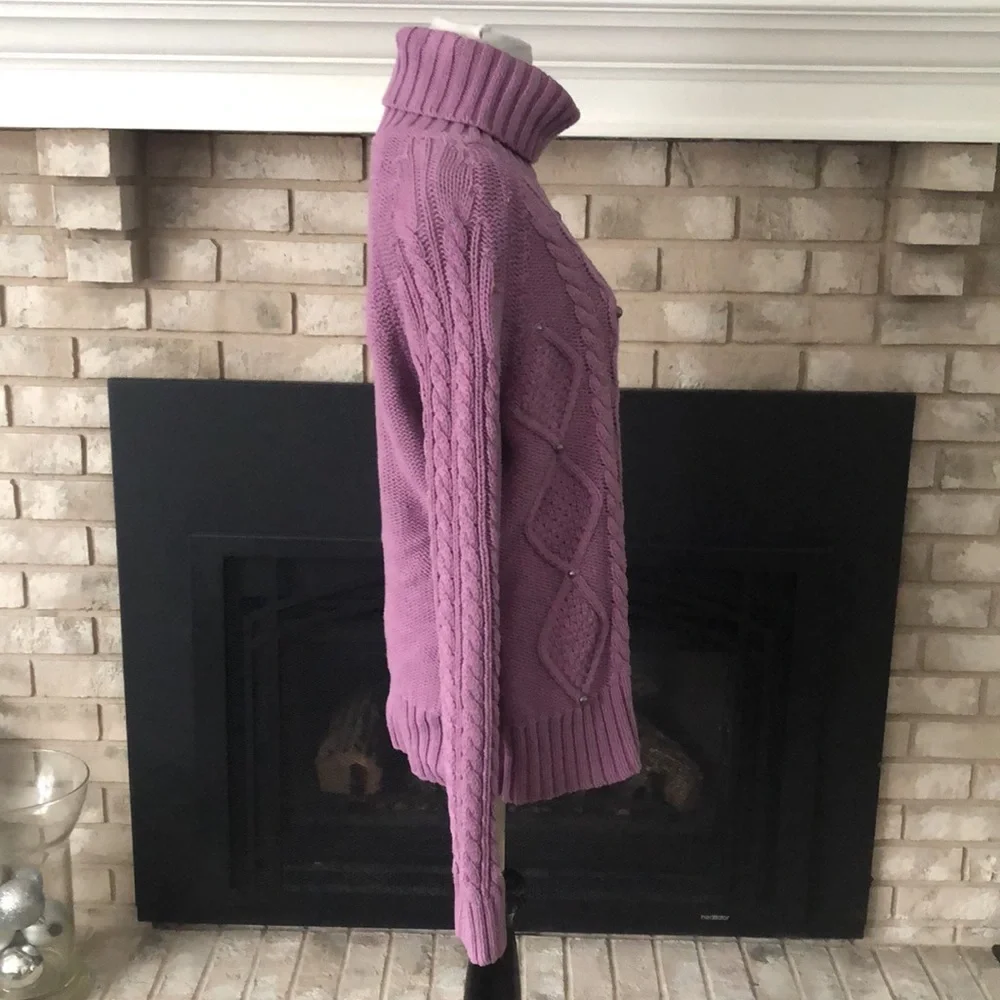 Relativity Lavender Cable Knot Chunky Studded Sweater size Large